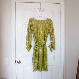 Vicky Tiel Apple Green Sequin Cocktail Dress